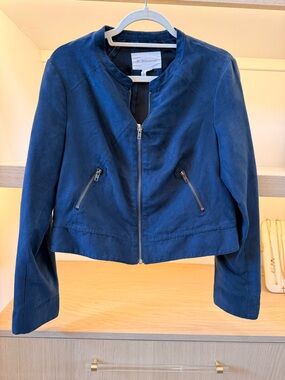 BCBGeneration Navy Suede Zip-Front Jacket